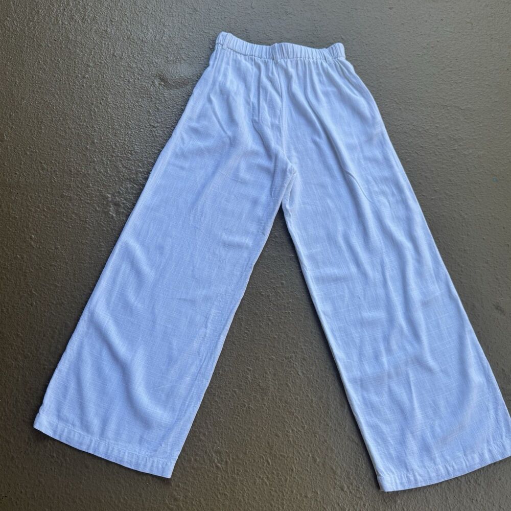 Solai  Linen/Polyester  Ivory White Pants Wide Leg Summer Beach Loose Fit Sz S - Picture 10 of 15